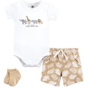 imageHudson Baby Unisex Baby Bodysuit Short and Sock 3Piece SetWild Little One