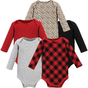 imageHudson Baby Unisex Baby Thermal Long Sleeve Bodysuits SnowflakeBuffalo Plaid Leopard