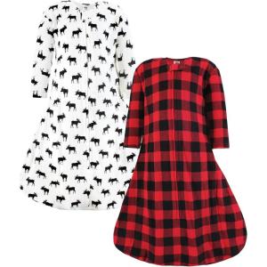 imageHudson Baby Unisex Baby Thermal Long Sleeve Sleeping Bag 2pkBuffalo Plaid Moose