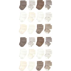 imageHudson Baby Unisex Cotton Rich Baby Terry Socks 24PackBeige Stripe