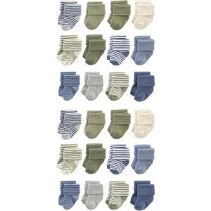 imageHudson Baby Unisex Cotton Rich Baby Terry Socks 24PackBlue Sage Stripe