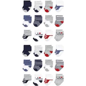 imageHudson Baby Unisex Cotton Rich Baby Terry Socks 24PackMom Dad Boy Navy Red