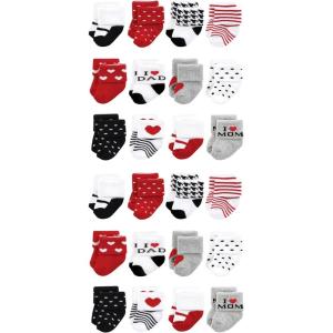 imageHudson Baby Unisex Cotton Rich Baby Terry Socks 24PackMom and Dad Girl Red Black