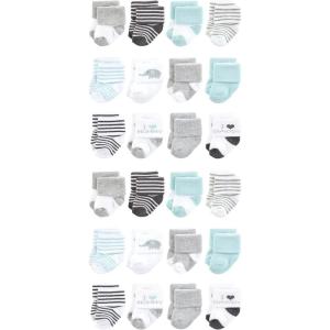 imageHudson Baby Unisex Cotton Rich Baby Terry Socks 24PackMom and Dad Gray Mint