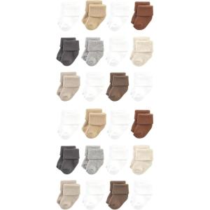 imageHudson Baby Unisex Cotton Rich Baby Terry Socks 24PackNeutral Tones