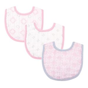 imageHudson Baby 3 Piece Muslin Bib Pink DamaskPink Damask