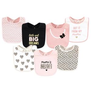 imageHudson Baby Infant Girl Cotton Bibs Plum Wildflower One SizeLeopard Hearts