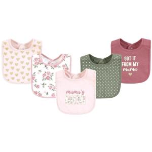 imageHudson Baby Infant Girl Cotton Bibs Plum Wildflower One SizeMama Mauve Sage Rose
