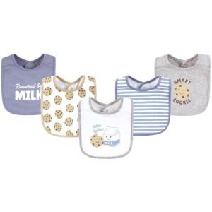 imageHudson Baby Infant Girl Cotton Bibs Plum Wildflower One SizeMilk and Cookies Better Together