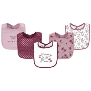 imageHudson Baby Infant Girl Cotton Bibs Plum Wildflower One SizePlum Wildflower
