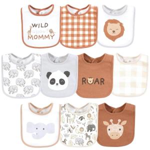imageHudson Baby Infant Girl Cotton Bibs Plum Wildflower One SizeRustic Roar