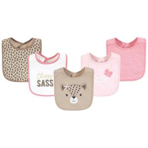 imageHudson Baby Infant Girl Cotton Bibs Plum Wildflower One SizeSassy Cheetah