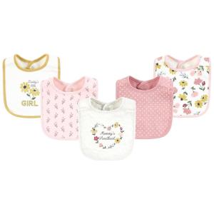 imageHudson Baby Infant Girl Cotton Bibs Plum Wildflower One SizeSoft Painted Floral