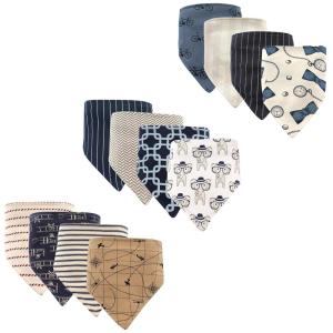 imageHudson Baby Unisex Baby Cotton Bandana Bibs Boho Flower One SizeAirplane and Elephant and Pocketwatch 12pack