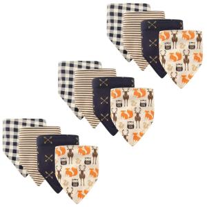 imageHudson Baby Unisex Baby Cotton Bandana Bibs Boho Flower One SizeWoodland Creatures 12pack