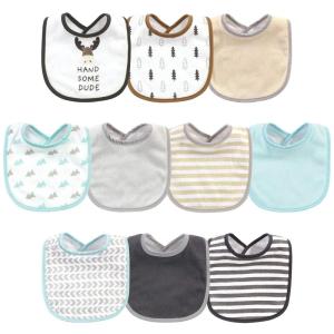 imageHudson Baby Unisex Baby Cotton and Polyester Bibs Moon And Back One SizeHandsome Moose