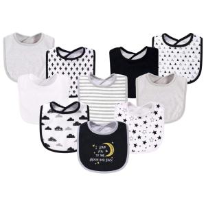 imageHudson Baby Unisex Baby Cotton and Polyester Bibs Moon And Back One SizeMoon and Back