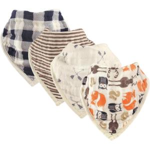 imageHudson Baby Unisex Baby Muslin Cotton Bandana BibsForest