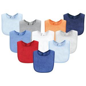 imageHudson Baby Unisex Baby Rayon from Bamboo Bib with Waterproof Lining 10pk Gray White One SizeBlue Red