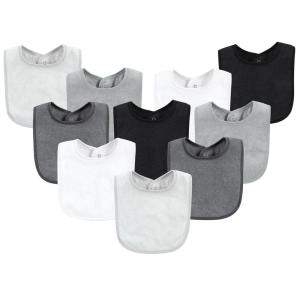 imageHudson Baby Unisex Baby Rayon from Bamboo Bib with Waterproof Lining 10pk Gray White One SizeGray White