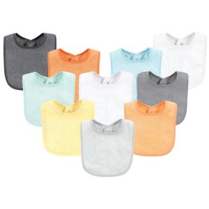 imageHudson Baby Unisex Baby Rayon from Bamboo Bib with Waterproof Lining 10pk Gray White One SizeMint Orange