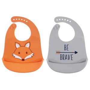 imageHudson Baby Unisex Baby Silicone Bibs Fancy One SizeFox