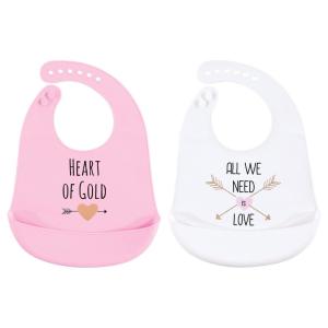 imageHudson Baby Unisex Baby Silicone Bibs Fancy One SizeGold Heart