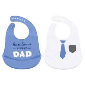 imageHudson Baby Unisex Baby Silicone Bibs Fancy One SizeHandsome Just Like Dad