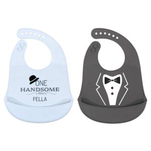 imageHudson Baby Unisex Baby Silicone Bibs Fancy One SizeOne Handsome Fella
