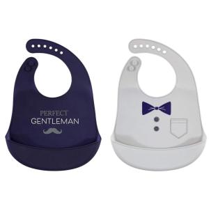 imageHudson Baby Unisex Baby Silicone Bibs Fancy One SizePerfect Gentlemen