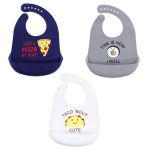 imageHudson Baby Unisex Baby Silicone Bibs Fancy One SizePizza