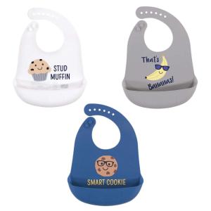 imageHudson Baby Unisex Baby Silicone Bibs Fancy One SizeStud Muffin 3pack