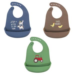 imageHudson Baby Unisex Baby Silicone Bibs Fancy One SizeTractor