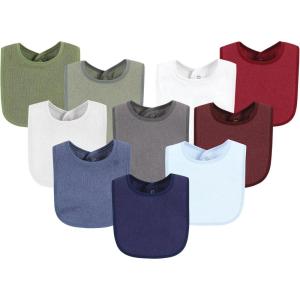 imageHudson Baby Unisex BabyDrooler Bib with Waterproof LiningBlue Burgundy