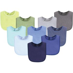 imageHudson Baby Unisex BabyDrooler Bib with Waterproof LiningBlue Lime