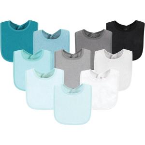 imageHudson Baby Unisex BabyDrooler Bib with Waterproof LiningGray Mint