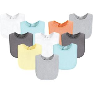 imageHudson Baby Unisex BabyDrooler Bib with Waterproof LiningGray Orange