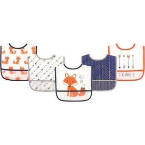 imageHudson Baby Waterproof Bib with Crumb Catcher PocketFox