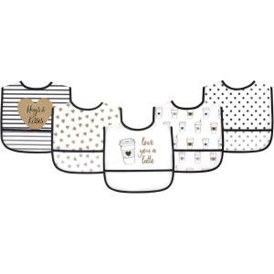 imageHudson Baby Waterproof Bib with Crumb Catcher PocketLatte