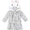 imageHudson Baby unisexbaby 2pc Plush Animal Face BathrobePig Gray Zebra