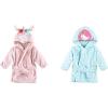 imageHudson Baby Girl Plush Animal Face Bathrobe 2Pack Blue Whimsical Unicorn BunnyBlue Whimsical Unicorn Mermaid