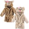 imageHudson Baby unisexbaby 2pc Plush Animal Face BathrobeFawn Miss Monkey
