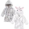 imageHudson Baby unisexbaby 2pc Plush Animal Face BathrobeGray Whimsical Unicorn Rainbow Unicorn