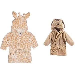imageHudson Baby Boy Plush Animal Face Bathrobe 2Pack Alligator GiraffeGiraffe Lion