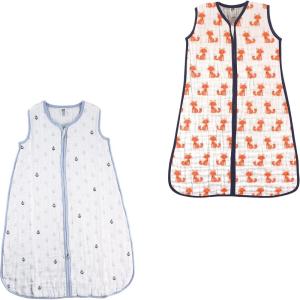 imageHudson Baby Safe Sleep Wearable Muslin Sleeping Bag 2 Pack AnchorFoxes 1218 Months
