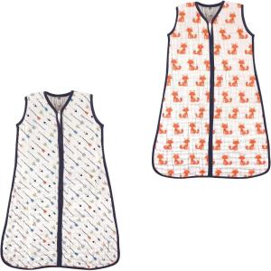 imageHudson Baby Safe Sleep Wearable Muslin Sleeping Bag 2 Pack ArrowsFoxes 1218 Months