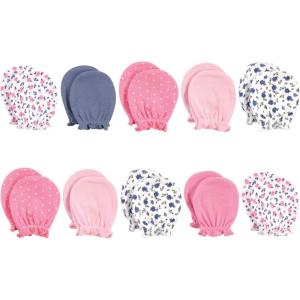 imageHudson Baby Unisex Baby Cotton Scratch MittensBlue Pink Floral