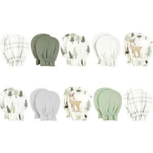imageHudson Baby Unisex Baby Cotton Scratch MittensForest Animals