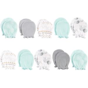 imageHudson Baby Unisex Baby Cotton Scratch MittensGray Elephant