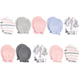 imageHudson Baby Unisex Baby Cotton Scratch MittensPink Safari